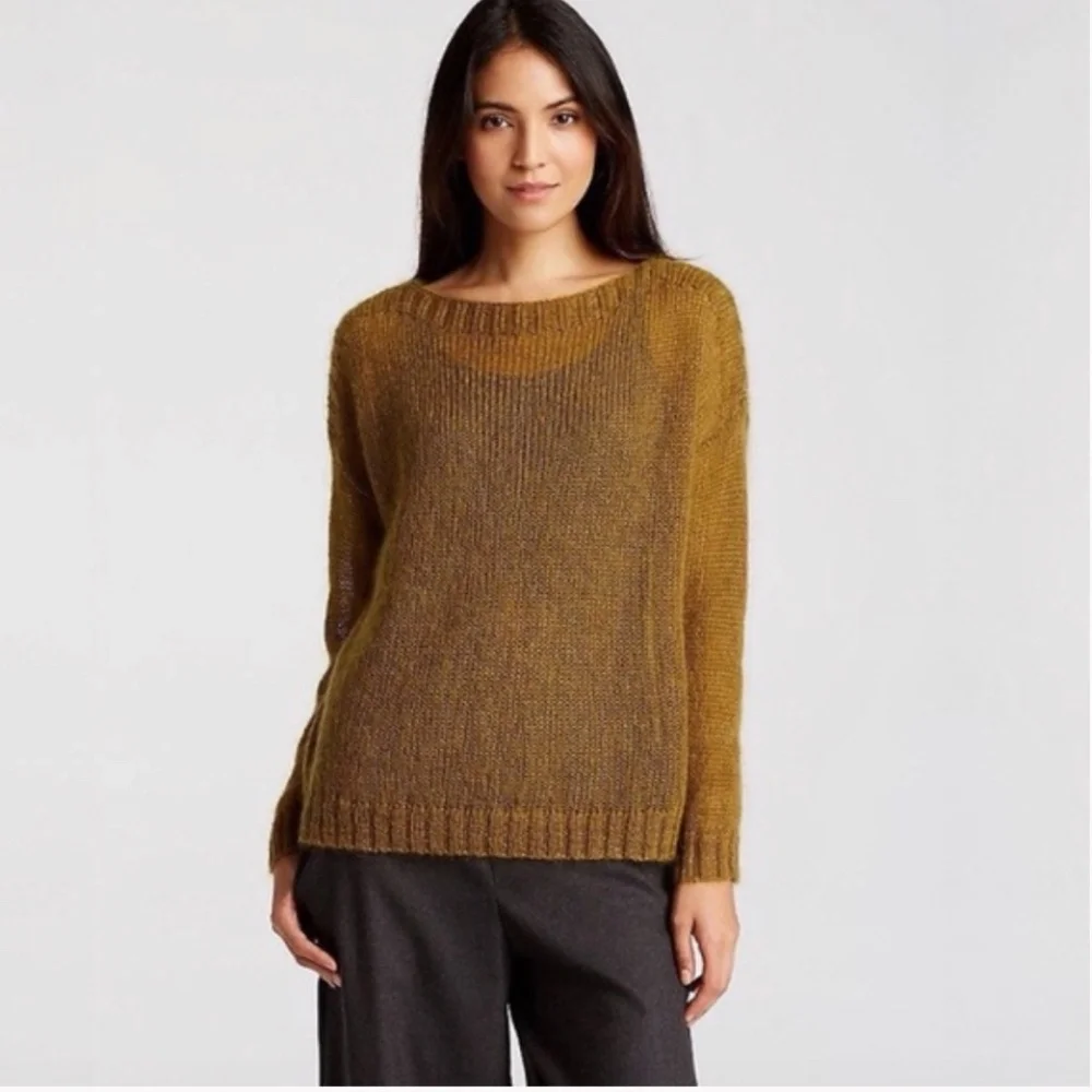 Eileen Fisher Boxy Mohair Blend Drop Shoulder Sweater Women's Size M - Picture 10 of 10